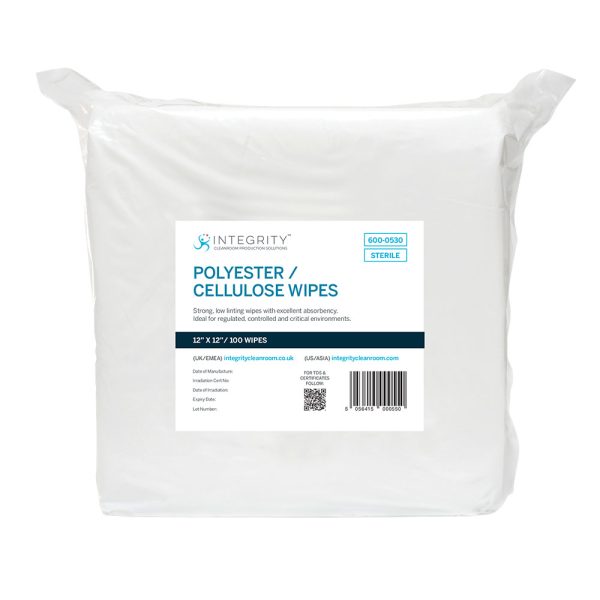 Polyester/Cellulose Wipes - 12''x12'' - 100 wipes pack - Integrity